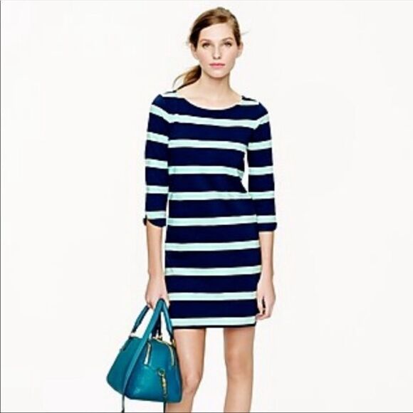 J. Crew Navy & Light Teal Shirttail Dress size Small - Picture 1 of 8